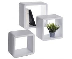 EDA 10437 BL Kossi 3 estantes de Pared Cuadrados, Polipropileno, Blanco, 30 x 15 x 30/26 x 15 x 26/22 x 15 x 22 cm. Tamaño: Juego: 30 x 15 x 30 cm.
