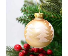 Shatchi 15641-BAUBLES-GOLD-6 Unidades de Bolas de Cristal para árbol de Navidad con impresión a Mano Dorada, Adornos para Colgar Decoraciones de Temporada, decoración del hogar, Navidad, Multi