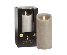 Luminara Vela Led Pilar Vintage Gris Claro 8cm Ã x 18cm Llama en Movimiento, Parafina