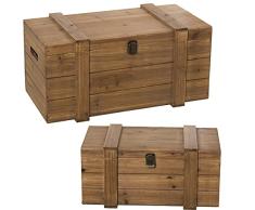 DRW Set de 2 baules de Madera en Natural 60x32x29cm y 48x26x23cm