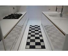 Serdim Rugs Gelback Alfombras Antideslizantes de diseño geométrico para Cocina y Pasillo, Cuadrado Negro, 80x300cm(26 x910)