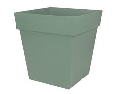 EDA - Maceta Cuadrada Toscana 50 cm - Volumen 87 L - 49,5 x 49,5 x 52,5 cm - Verde Laurel