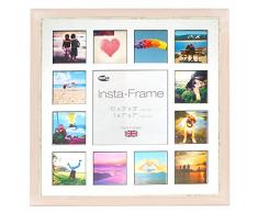 Inov8 16 x 40,64 cm tamaño pequeño Insta-Frame Marco para Instagram 13/de estampado a cuadros de fotos con paspartú blanco y negro con borde, 2 unidades, se debe lavar a rosa