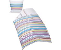 Mate & RoseÂ âÂ Juego de Cama, algodÃ³n, Blanco con Rayas, 155Â x 220Â cm, 2Â Unidades de Medida