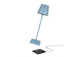 Zafferano Poldina Pro-LÃ¡mpara LED de Mesa Regulable de Aluminio, protecciÃ³n IP54, Uso en Interiores y Exteriores, estaciÃ³n de Carga de Contacto, Altura 38 cm, Enchufe de la UE (Azul)