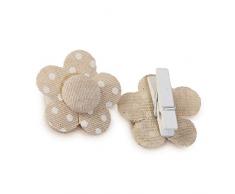 Mopec A411 Pinza flor color beige con topos, marfil, 4.5 x 4.5 cm, Pack de 6, Madera, Talla Ãºnica, 6