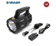 Velamp ICARO Linterna Antorcha LED 170lumen (3W), LÃ¡mpara recargable. BaterÃ­a de litio. Para camping, pesca, trekking, emergencias, sÃºper equipado, gris antracita