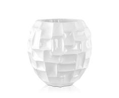 ADM Macetero Mosaico de Mesa - Macetero Moderno en Fibra de Vidrio para Interiores con diseÃ±o imitaciÃ³n Mosaico y Acabado Lacado - Blanco - H30 cm