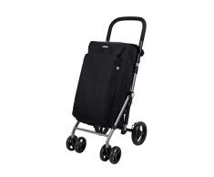 Carlett - Carro de la Compra, Carrito Plegable para Supermercado, con 4 Ruedas y Gran Capacidad 25kg, Bolsa Principal 48L, Bolsa TÃ©rmica 10L y Tejido Resistente al Agua â Modelo Lite Duo, Color Negro