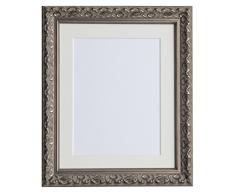 Tailored Frames Marcos a Medida de Vienna Plateado, diseño de Ornamento Vintage, Cuadros Chic, tamaño 35,56 x 30,48 cm, para 25,4 x 20,32 cm, con Marco Blanco Envejecido