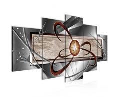 105551c - Imagen abstracta para pared (200 x 100 cm, lienzo de fieltro, tamaño XXL, 5 piezas, fabricado en Alemania, listo para colgar), color gris