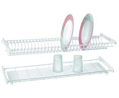 Casabriko Escurreplatos de empotrar 86 cm, acero barnizado, blanco, para unidad de pared de 90 cm