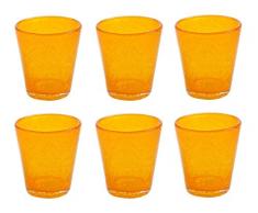 VILLA DESTE Juego de 6 Vasos de Agua Cancún, en Naranja