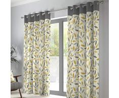 Fusion Par de Cortinas con Ojales de Madera de Haya, 100% algodÃ³n, Ocre, 46 Width x 72 Drop (117 x 183cm)