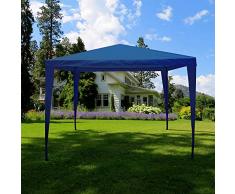 Garden Vida Cenador 3 x 3 m, Color Azul Carpa desplegable para Fiesta, toldo de jardín al Aire Libre, Impermeable, con Bolsa de Transporte, Tela, Standard 3x3m