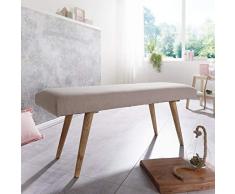 WOHNLING SALIM Tela/Banco de Madera Maciza Beige 117x51x38 cm en Estilo Retro | 2 pasillos de Banco tapizados Banqueta tapizada de Tela Comedor marrón | Banco de Cama pequeña de algodón