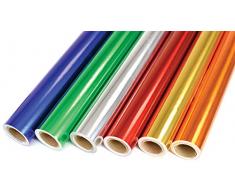 CI metálico con rollos de papel de regalo 6 colores, 6 unidades