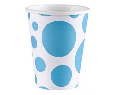 amscan 266 ml Vasos de Papel diseño de Lunares, Azul caribeño