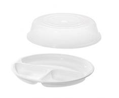Westmark Juego de microondas, 2 unidades, Plato de menÃº + tapa, cada uno Ã¸ 25 cm, PlÃ¡stico, Blanco/Transparente, 224022E6