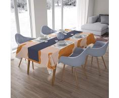 Bonamaison DecoraciÃ³n de Cocina, PoliÃ©ster, Antimoho, Secado rÃ¡pido, Impermeable, Mantel, Naranja, Blanco Roto, 140 x 200 Cm - DiseÃ±ado y Fabricado en TurquÃ­a