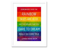 Wee Blue Coo Somewhere Over Rainbow Frank Baum - Cuadro de Pared con Marco de Grunge