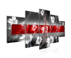 Abstracto Flores Cuadro Lienzo no Tejido 5 Piezas Gris Rojo Dormitorio Corredor 104453a