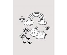 Komar Wandbild Von Scribble Bunny | Poster, Bild, Wohnzimmer, Schlafzimmer, Dekoration, Kunstdruck | ohne Rahmen | P104F-30x40 fotomural, Negro, Blanco