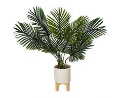 Planta artificial Palmera Altura 72 con maceta cerámica con patas de madera
