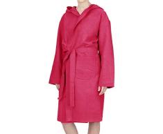 PETTI - Albornoz, Albornoz Mujer, Albornoz Hombre, Albornoz Unisex, Albornoz Microfibra, Albornoz con Capucha Bolsillos y CinturÃ³n, Fucsia
