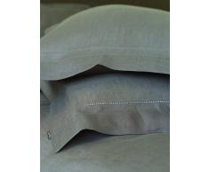 Linenme Funda de almohada de lino con vainica. Color gris 50 x 90 cm.