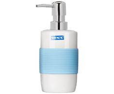Wenko 21675100 dispensador de jabón líquido, cerámica, 9 x 17,3 x 7,5 cm, Blanco/Azul Bahia