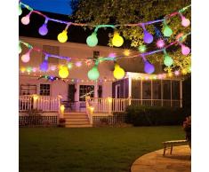 LIGHTNUM Guirnalda de luces exterior colorida con enchufe, cadena de luces 5M 50 LED, 8 modos y función de memoria, resistente al agua IP44 para balcón, jardÃn, barandilla, árbol