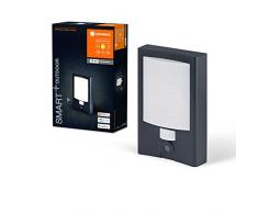 LEDVANCE Aplique para exterior SMART+, nÂº de casa y cÃ¡mara, luz LED blanca cÃ¡lida 3000K, carcasa de policarbonato alta calidad gris oscuro, altavoz integrado, tarjeta memoria, tecn. WiFi inteligente