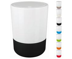 Spirella Papelera de diseño «Moji» con pedal para baño, con tapa giratoria y fondo de silicona blanco/negro, 5 litros de capacidad