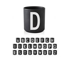 design letters Taza de porcelana personal A-Z (BLACK) - D