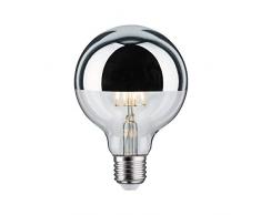 Paulmann 28673 lÃ¡mpara LED filamento G95 7Â vatios Bombilla cÃºpula Espejo Plata 2700 K Blanco cÃ¡lido Regulable E27, 6.5 W, Kopfspiegel Silber