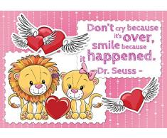 Consalnet Papel Pintado Rosa para Pared Infantil, diseÃ±o de Osos de Peluche y Corazones Rojos de Leones 12535VEXL (208 x 146 cm, 2 Rayas), Fieltro de fÃ¡cil instalaciÃ³n, 130 g/m, 208x146 cm 2 stripe(s)