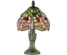 Lumilamp 5LL-1188 - LÃ¡mpara de mesa (cristal, 16 x 25 cm, 1 bombilla E14 mÃ¡x. 25 W), diseÃ±o de libÃ©lula Tiffany