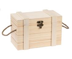 GLOREX Cofre del Tesoro de Madera, Natural, 21 x 11 x 11,5 cm