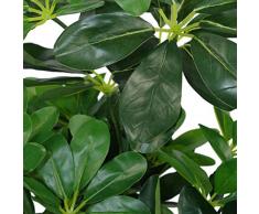 Leaf Ãrbol de Flores Artificiales de Schefflera Arboricola con Paraguas de plástico Negro, Verde, 55 cm de Planta Oscura