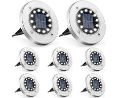 ONSTUY Focos LED Exterior Solares,12 LEDs Luz Solar Exterior,IP65 Impermeable Luces Solares para JardÃn,Blanco Frio,Lámparas Solares de Suelo para Jardin,Patios,Caminos(8 Paquete)