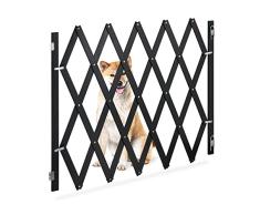 Relaxdays Barrera Seguridad NiÃ±os BambÃº XL, Valla Escaleras Plegable hasta 140 cm, 87-97 cm Alto, Reja Mascotas, Negro