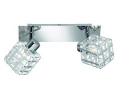 Reality Leuchten R81352106 - Lámpara de techo (dos focos, aluminio con base de cromo, 25,5 x 10 cm, incluye 2 bombillas de 28 W y casquillos G9)