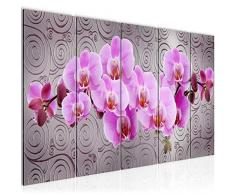 204055b - Cuadro de pared (200 x 80 cm, lienzo XXL, 5 piezas, fabricado en Alemania, listo para colgar), diseÃ±o de orquÃ­dea