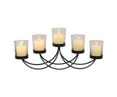 Stonebriar Candelabro de Cristal Transparente, Color Negro, 13,6 x 5,9 x 2,8 cm