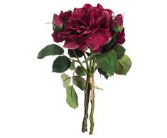 The Recipe Ramo de Rosas de Tallo Corto Rojo, Seda, 24.5 cm