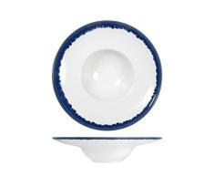 H&H Osaka Art, 6619224 - Plato para pasta (25 cm), color blanco y azul