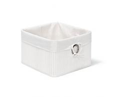 Relaxdays Caja de almacenaje, Funda Textil, Bambú, Rectangular, Accesorio Decorativo, 20x31x31 cm, Blanco, 20 x 31 x 31 cm