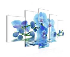 Cuadro de pared con diseÃ±o de flores y orquÃ­deas â Lienzo XXL â Cuadros de pared para salÃ³n o vivienda â Impresiones artÃ­sticas azules â Fabricado en Alemania â Listo para colgar 200653c