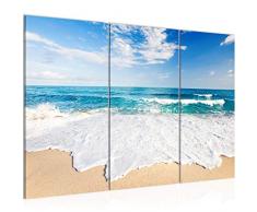 Imagen de playa mar cuadro 120 x 80 cm â Lienzo de lienzo XXL formato pared imágenes salón vivienda decoración impresiones artÃsticas azul 3 piezas â Fabricado en Alemania â listo para colgar 607331c